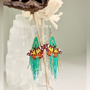 Turquoise Freespirited Beaded Butterfly Earrings